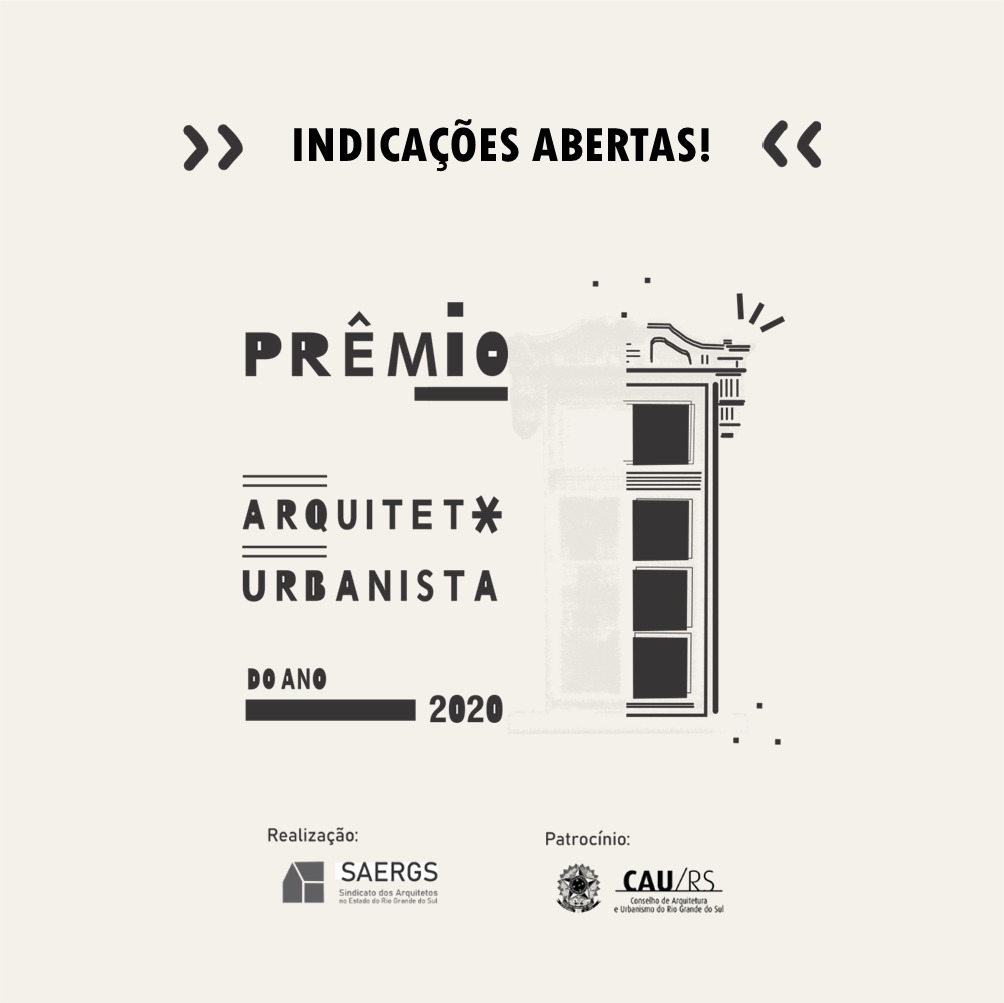 Saergs abre indicações para Prêmio Arquiteto e Urbanista do Ano 2020